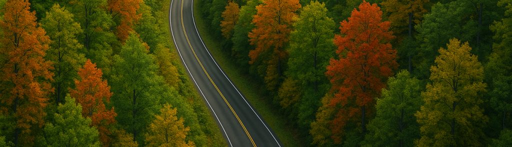 Aerial view of farms and forests in Fentress County Tennessee